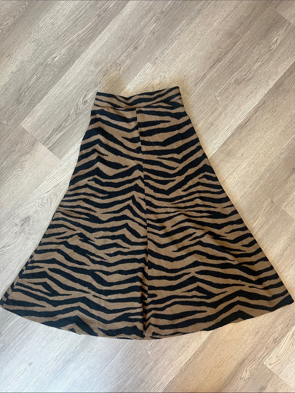 Lou & Grey A-Line Zebra Print Skirt in Black and Brown